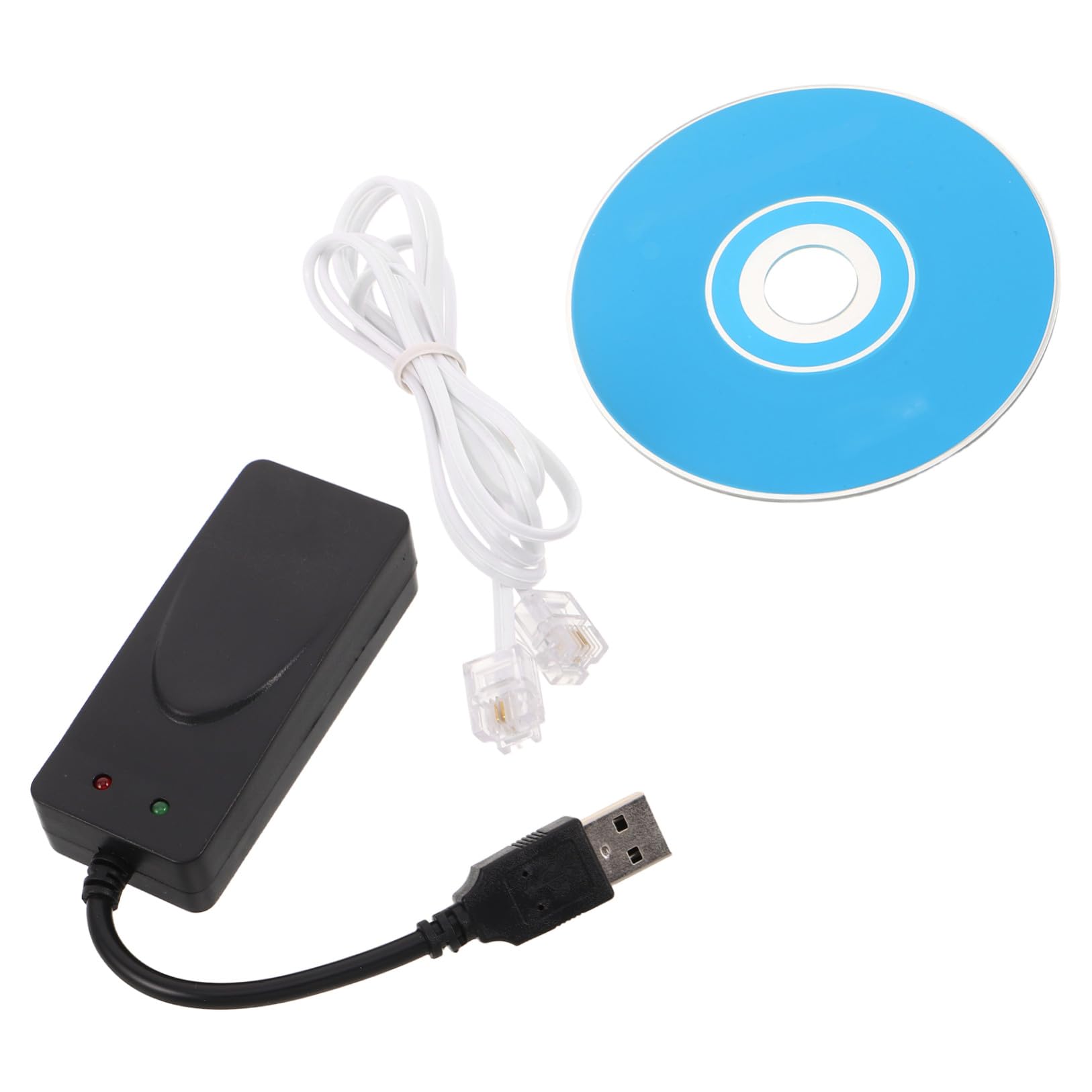 SHINEOFI Módem Fax USB 56k Negro Doble Puerto USB, Material Abs, Plug and Play para Oficina en Casa y Entornos Empresariales