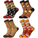 SATINIOR 4 Pairs Fall Thanksgiving Socks Christmas Gruss Vom Krampus Stockings Holiday Novelty Socks for Women Girls Gifts(Warm Style)
