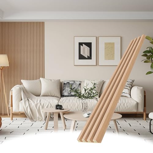 WPC Wood Slat Wall Panels, 8 Pack 95” x 6” Accent Slat Wood Slats for Wall and Ceilings, Acoustic Panels for Interior Wall Modern Décor, Oak