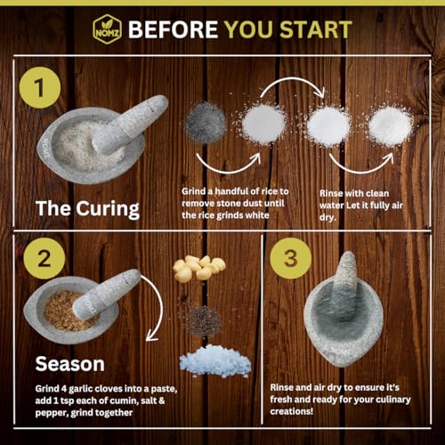 Image of NOMZ Stone Mortar and Pestle Set (Kalvam) 8 Inch Boat Shape, 2.8 Kg, 1 Cup | Handmade Silbatta for Chutney and Masala | Heavy Duty Khalbatta with Anti-Skid Base