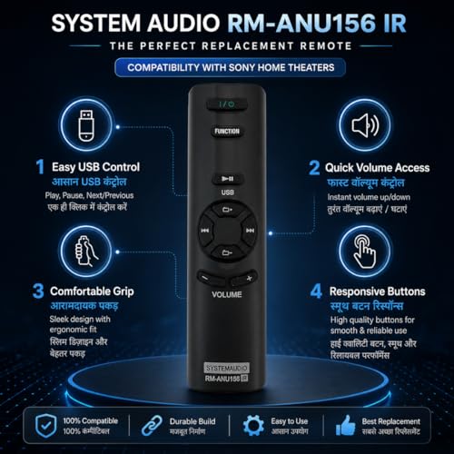 Image of Supreme E-Commerce Replacement Remote Control Compatible with Sony Home Theatre RM-ANU156, SA-D40, RMF-TX520P, RMT-TX301P - Suitable for Sony Soundbar, AV System, Music System, Speaker