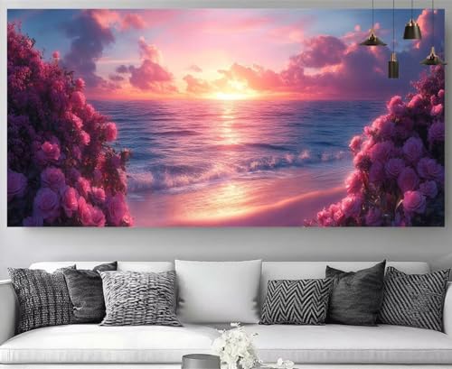 Kit Broderie Diamant Fleurs XXL 60x180cm avec Strass Cristal 5D Haute Brillance