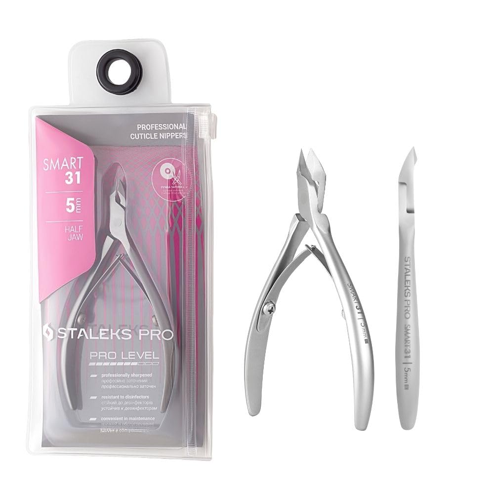 STALEKS PRO by Natury Nails® Professional Cuticle Pliers 5 mm Stainless Steel Manicure Tools (Smart 31-5 mm)