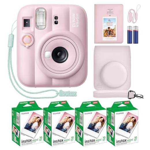 Fujifilm Instax Mini 13 Instant Camera Candy Pink + MiniMate Accessory Bundle with Custom Case + Fuji Instax Film Value Pack (40 Sheets) & Photo Album