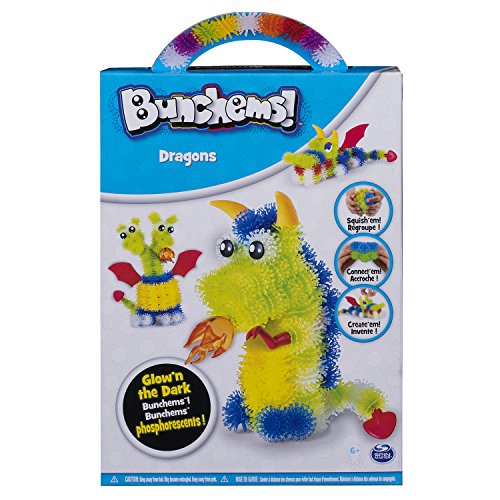 Bunchems - 6039994 - Juego de Temas de dragón/Unicornios - Juegos creativos con Bolas de Velcro Fluorescentes