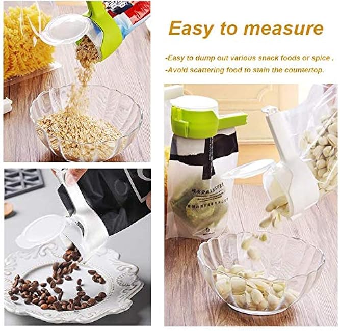 2 Pack Bag Clips for Food,Storage Sealing Clips with Pour Spouts, Kitchen Chip Bag Clips, Plastic Cap for Kitchen Food Storage and Organization (WHITE)
