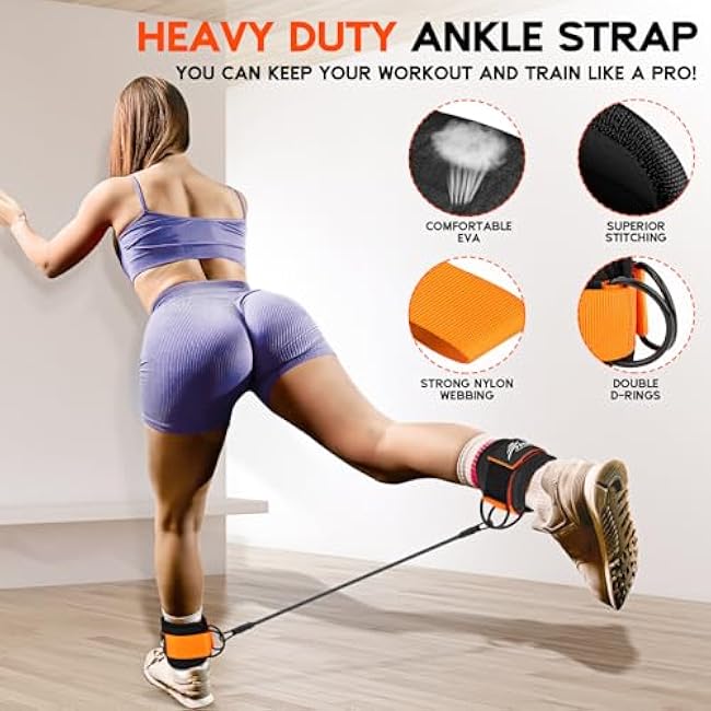 HPYGN Ankle Resistance Bands, Ankle Bands for Working Out with Cuffs, Resistance Bands for Leg Butt Training Workout Equipment for Kickbacks Hip Gluteus Training, Ankle Strap with Exercise Bands