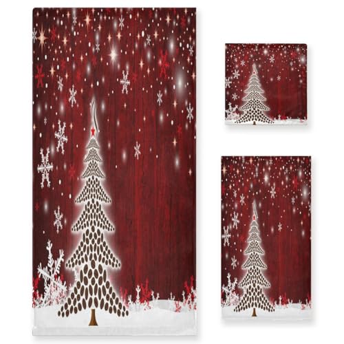 Christmas Tree Bath Towel Sets Ultra Soft Fast Dry Face Towel Absorbent Bathroom Towel Set Shower Hand Face Washcloths for Kitchen Home Decor