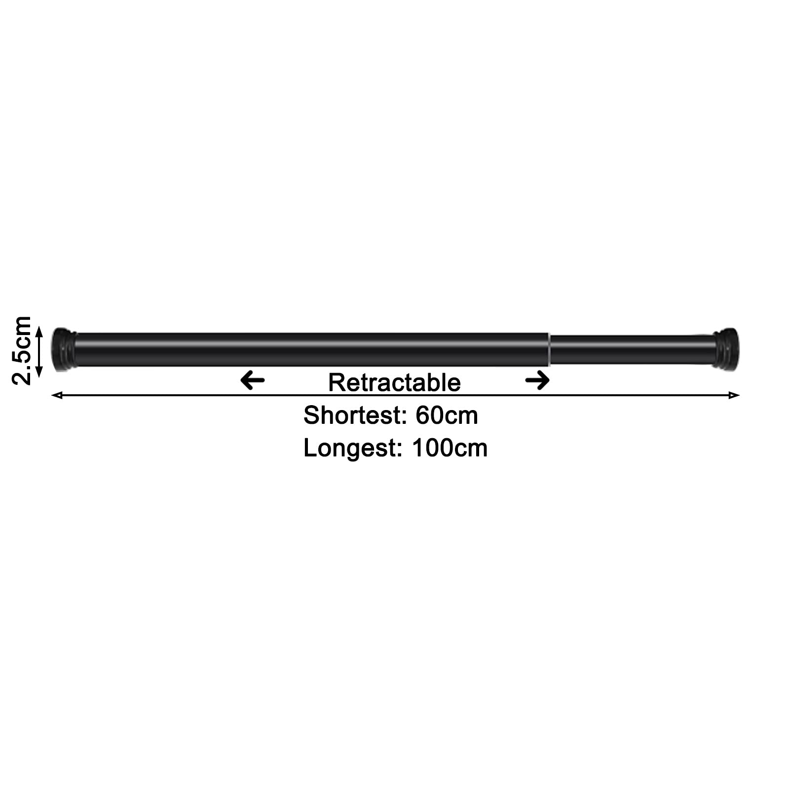 tringles à rideaux sans perçage, Tringle de douche télescopique en acier inoxydable, tiges de séchage for salle de bain et chambre à coucher, noir ou blanc (couleur : blanc, taille : 70 cm-120 cm) (C