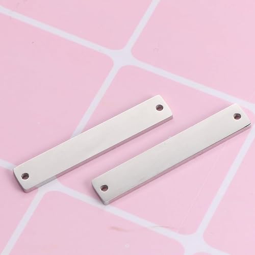 Miniatura 6 de EXCEART Colgante colgante de acero inoxidable, 10 piezas, doble agujero, pieza de conector, estampación, barra en blanco, rectangular, estampado en