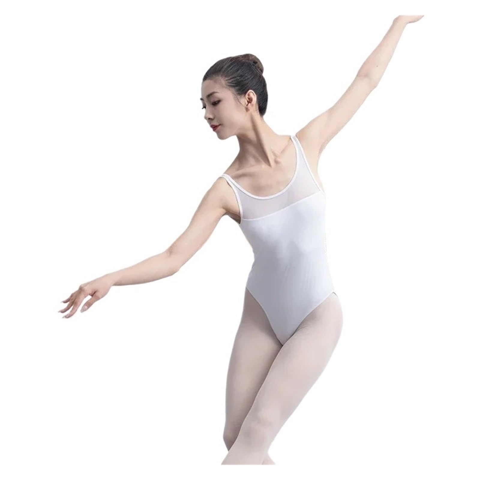 Body Da Danza Classica Per Adulti Body da ballo for balletto bianco da donna con spalline sottili in rete for ragazze, da ballo, pattinaggio, ginnastica, yoga, danza, costumi da bagno Per Ginnastica,