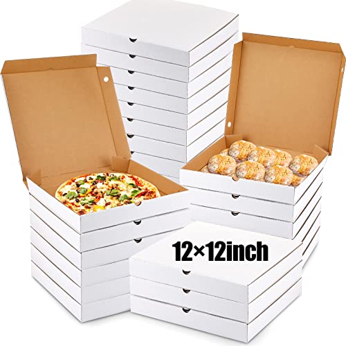 PerKoop 100 Pcs Pizza Boxes 12 x 12 Inch Bulk Empty Cardboard Pizza Box Reusable Large Square Food Serving Container for Takeout Bakery Restaurant Party Supplies