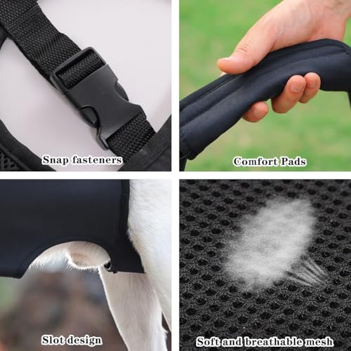 Umllpet Hunde Tragehilfe, Tragehilfe Hund Treppe, Tragbares Hundegeschirr, Verstellbare Gehhilfe für Hunde, Hundtragegurt für Kranke oder ältere Hunden,Ganzkörperhebehilfe für Mittlere Hund(Schwarz,M)