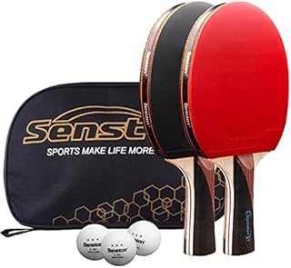 Senston Table Tennis Bats 2 Player Set, Ping Pong Paddle Set with Racket Case, Table Tennis Racket for Family Activity, School and Sports Club