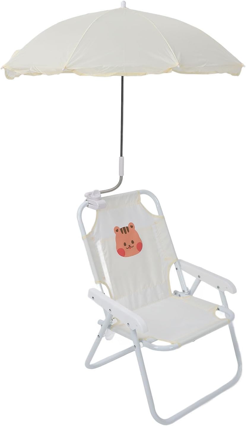 Fafeicy Kids Beach Chair, Foldable Portable Camping Chair with Sun Proof Umbrella, Perfect for Outdoor Adventures and Family Beach Days (Squirrel)
