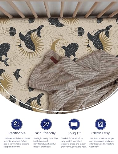 Image of TotAha Premium Stretchy Crib Sheets (2-Pack)-Hypoallergenic, Silky Comfort, Buttery Soft, Calming Effect, All-Season Jersey-Knit Sheets, 9'' Extra Deep Pocket, Zoo Safari & Sea Animals