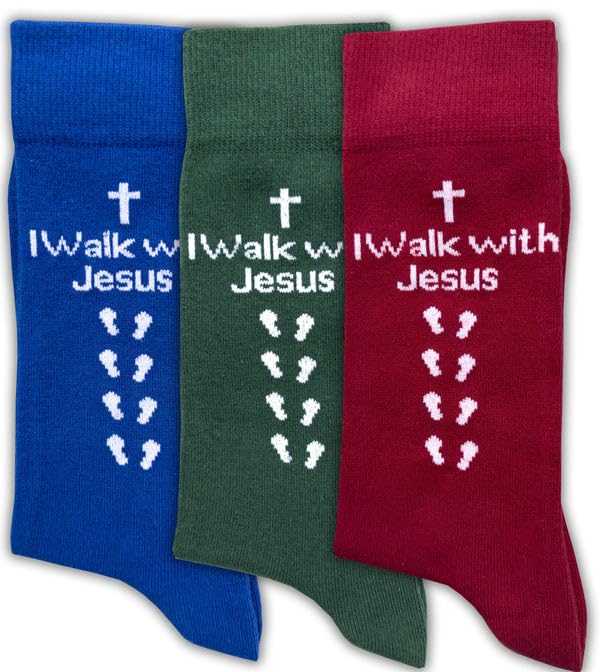 Combed Cotton Socks - Christian Cross Walk with Jesus Inspirational Crew Socks, Moisture-Wicking, Breathable & Comfortable2