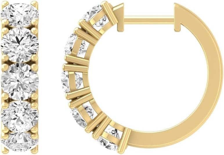 2 Carat Lab-Grown Diamond Hoop Earrings for Women | 10K Gold or Silver Hoop Earrings | VS Clarity and D-F Color