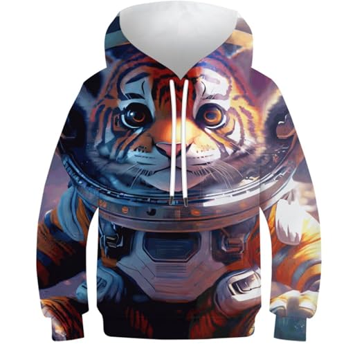 Sweat à capuche enfant tigre astronaute pull cadeau original 9-11 ans