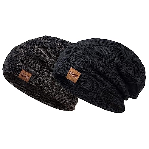 Image of REDESS Beanie Hat for Men and Women Winter Warm Hats Knit Slouchy Thick Skull Cap Acrylic Wool