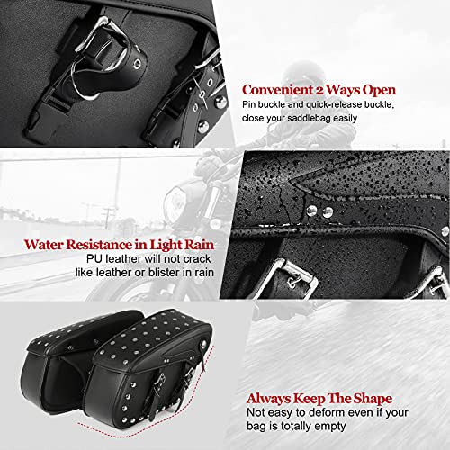 Innoglow Motorcycle Saddlebags Synthetic Leather Saddle Bags 2Pcs Side Bags Tool Bags Punk Style With Rivets Waterproof Universal For Harley Yamaha Kawasaki Suzuki Ducati Cruiser Bobber Chopper #TOP2