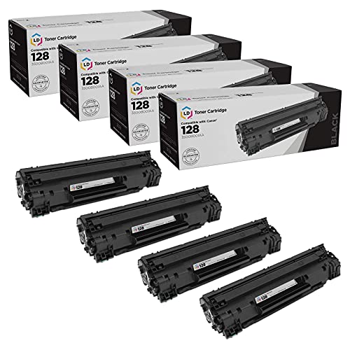LD Compatible Toner Cartridge Replacement for Canon 128 3500B001AA (Black, 4-Pack)