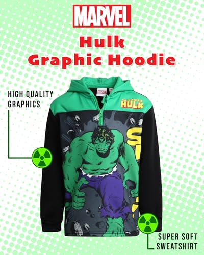 Marvel Moletom dos Vingadores para Meninos - ¼ Zip Fleece Hoodie: Homem-Aranha Hulk Homem de Ferro C