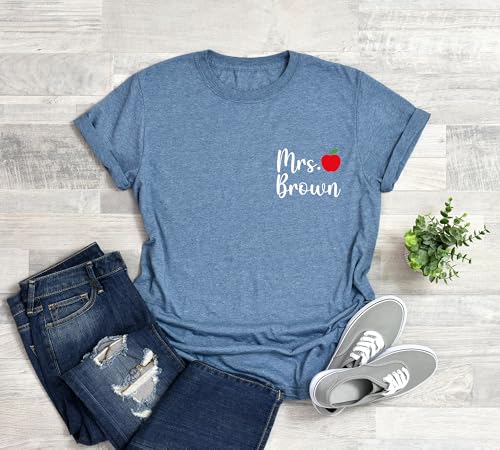 Personalized Teacher Shirts Custom Teacher Shirt Mrs Name Teacher Tshirts for Teachers Gift Elementary Back to School Outfit4