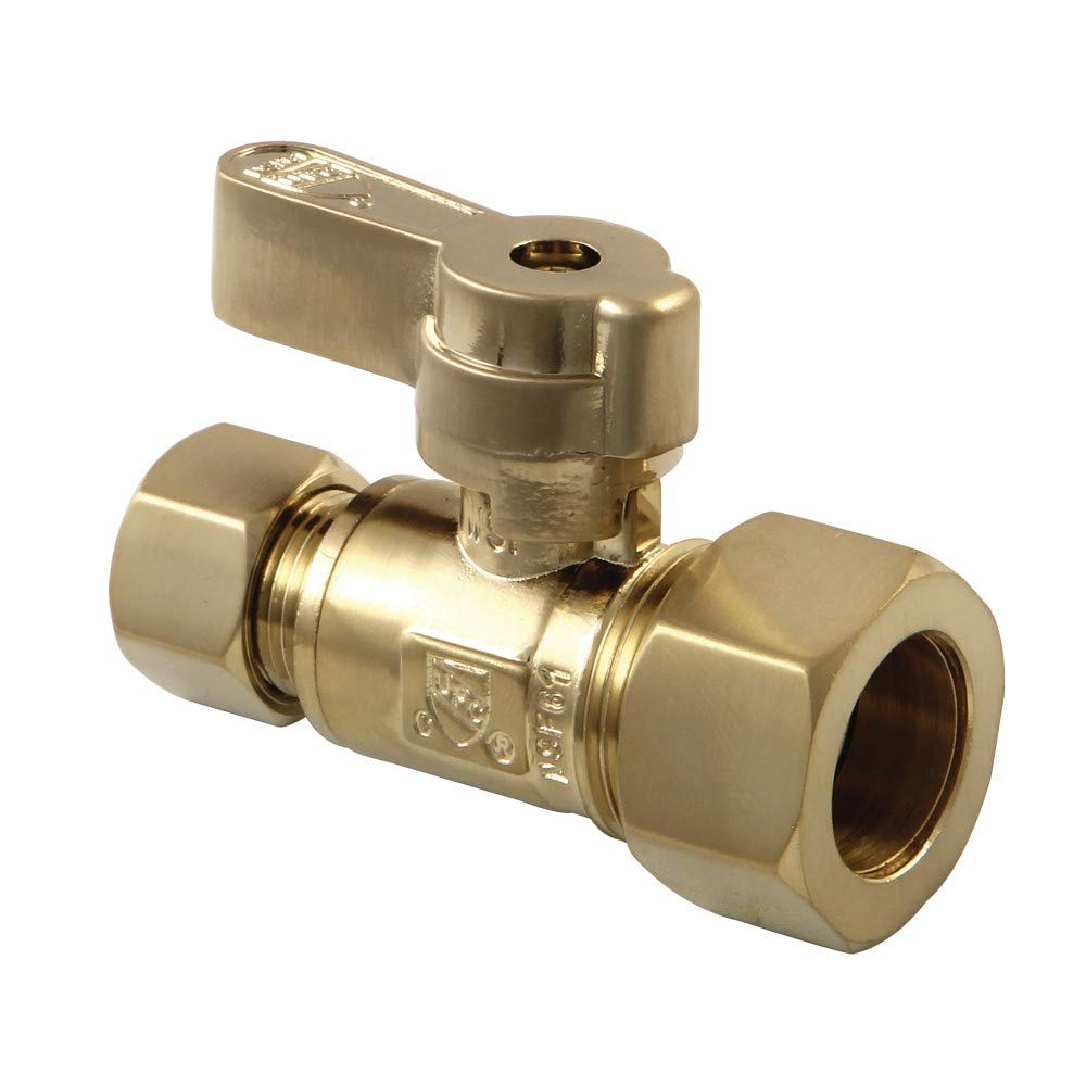 Photo 1 of Kingston Brass Quarter-Turn Straight Shut-Off Valve, Brushed Brass