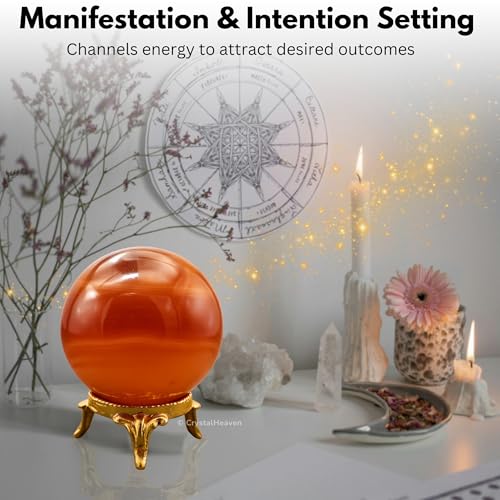 Image of Certified Red Onyx Crystal Ball for Meditation - Premium Crystal Vastu Items for Home and Feng Shui Items for Good Luck - Ideal for Pooja Supplies and Spiritual Practices (1.5 inch Inch)