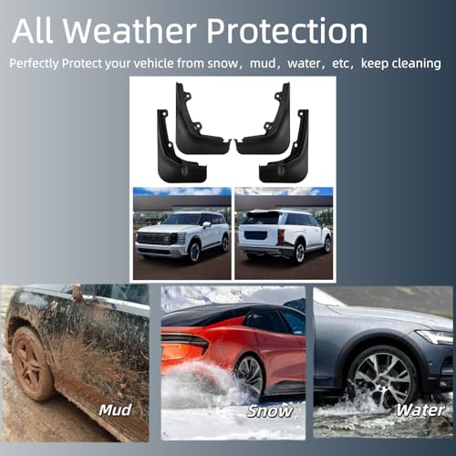 Image of No Drill Mud Flaps Compatible with 2026 Hyundai Palisade (Not Fit XRT Pro Calligraphy) OEM Style Textured Black Custom Fit All Weather Exterior Accessories(4PCS)