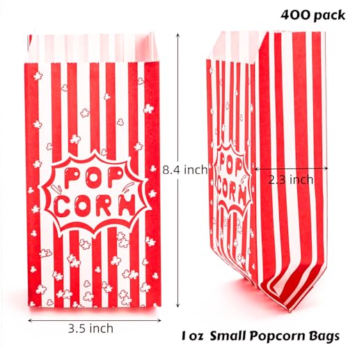 Image of 400 Pcs Small Paper Popcorn Bags, 1 Oz Movie Night Pop Corn Bags, Oil-proof Paper Popcorn Bag Bulk for Popcorn Machine, Popcorn Containers Cups for Individual Servings, Party supplies