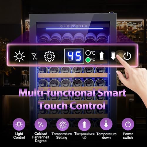 Wine Cooler-Wine Fridge with Safety Lock Freestanding/Built in 24 Inch Wide Large Wine Refrigerator for 154 Bottles,Cellar Chiller Low Noise, Fast Cooling, Black - Image 3