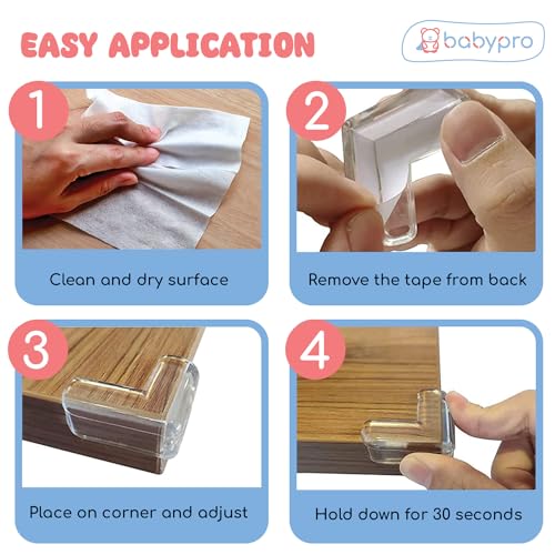 Image of BabyPro Silicone Corner Guard with Strong Adhesive, Set of 8 | for Furniture Protection, BPA Free Non Toxic, for Bed & Table Corners