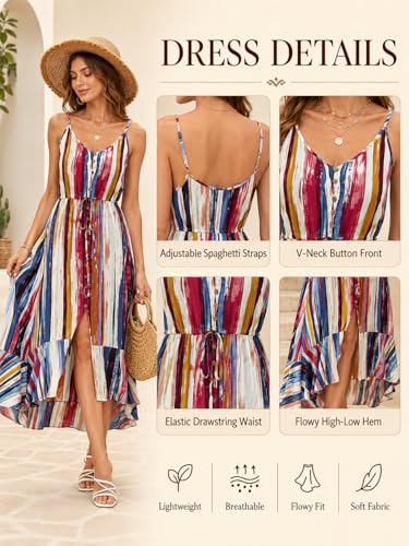 Image of BROVAVE Women's 2026 Summer Casual Boho Sundress Spaghetti Strap Midi Dress