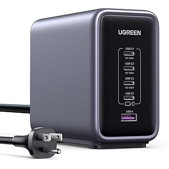 UGREEN 300W 5-Port GaN Desktop Charging Station, 140W Max Single Port for MacBook Pro/Air M2, Dell XPS, iPad Pro, iPhone 15 Pro, Galaxy S23 Ultra, Steam Deck