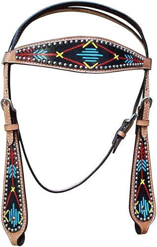 HILASON Western Horse Leather Headstall & Breast Collar Set Tan
