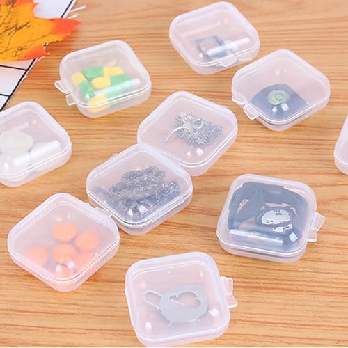 Image of 50 Pack Ear Plugs Carrying Case Jewelry Beads Stud Earrings Storage Box Mini Clear Organizer Container Holder for Swimming Silicone Earplug Sleeping Foam Earplugs Rings Necklace Pill
