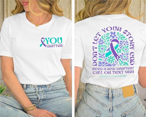 Suicide Awareness Shirt for Women - You Matter Womens Mental Health Awareness T-Shirt Casual Short Sleeve Tops3