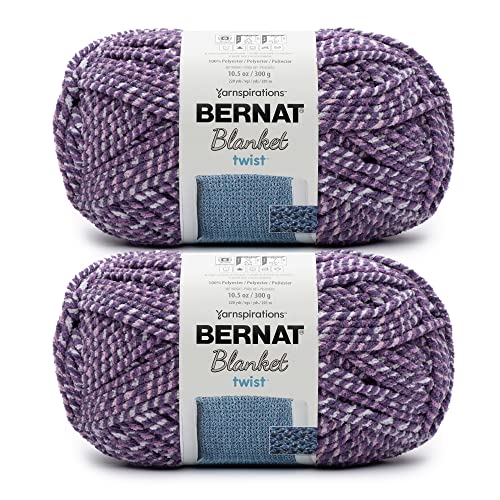 Image of Bernat Blanket Twist Grape Kiss Yarn - 2 Pack of 300g /10.5oz - Polyester - 6 Super Bulky - 220 Yards - Knitting /Crochet