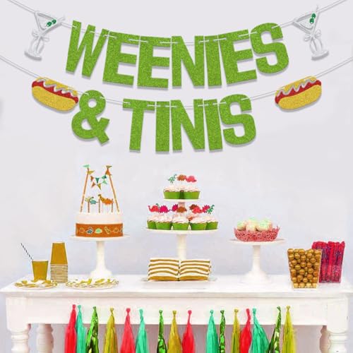 Image of Weenies & Tinis Banner,Martini Bar Party Decorations,Hot Dog Martini Bar,Martini Themed Bachelorette Party Decorations Supply Green
