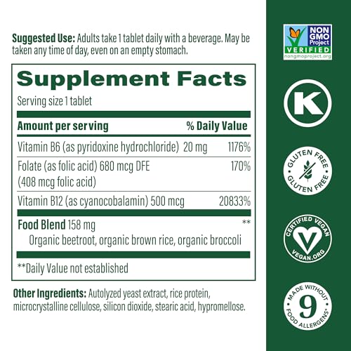 image for MegaFood Vegan Vitamin B12, Vitamin B Supplement with Vitamin B6, B12 