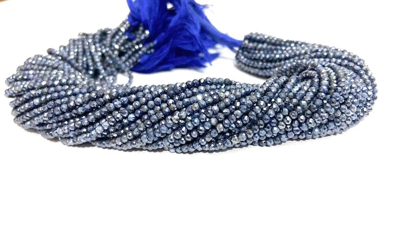 Perles en saphir bleu naturel de 3mm pour fabriquer un cadeau d'anniversaire unique