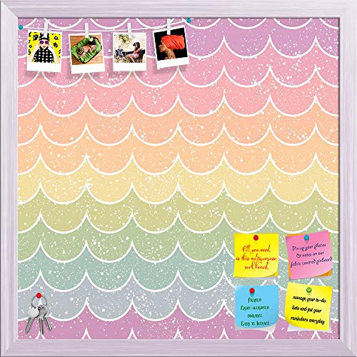 Image of ArtzFolio Wavey | Bulletin Board Notice Pin Board | Vision Soft Board Combo with Thumb Push Pins & Sticky Notes | White Frame | 20 x 20 inch (51 x 51 cms)