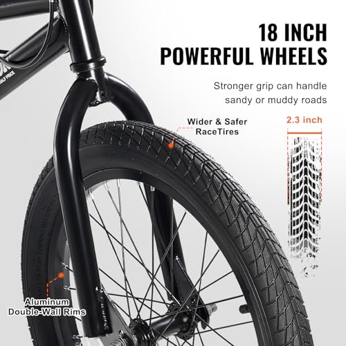 VEVOR BMX Bike, 18-Inch Wheel Freestyle Bike, BMX Race Bike with 360° Rotor, Beginner-Level to Advanced Riders, Bicycles for Teen Adult Men Women, Durable Hi-Ten Steel Frame, Easy to Assemble by VEVOR - Image 4