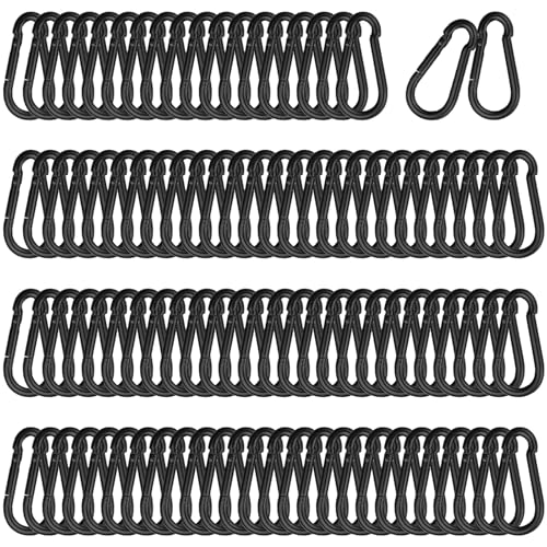 Yeazhen 100PCS Carabiner Clips,1.56IN Heavy Duty Spring Snap Hook,Silver