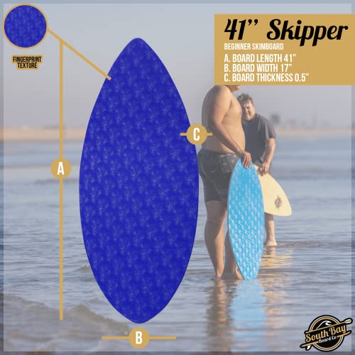 South Bay Board Co. - 41" / 36” Skipper Skimboard - Beginners Skim Board For Kids - Durable, Lightweight Wood Body With Wax-Free Textured Foam Top Deck - Performance Tear Drop Shape #TOP1