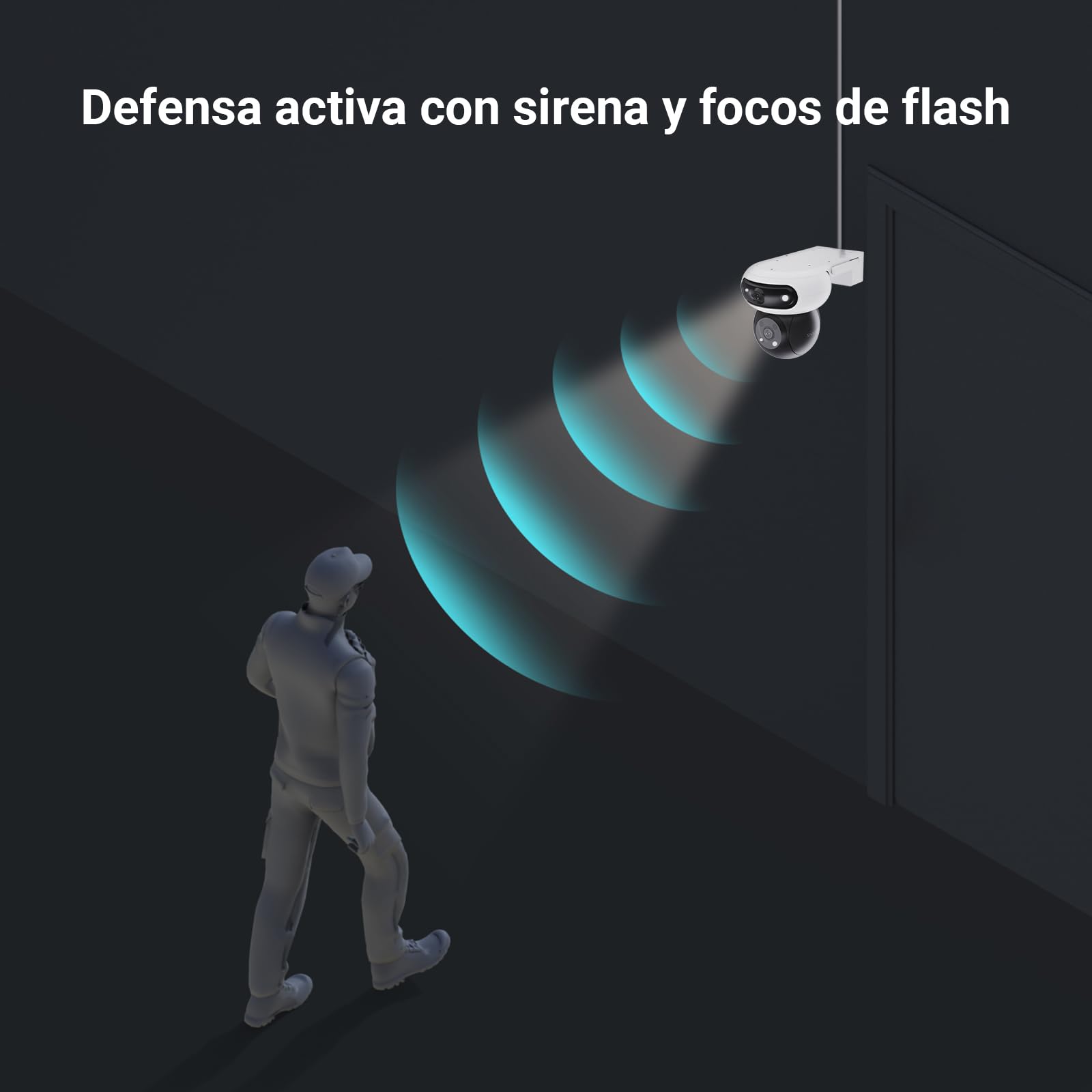 EZVIZ Cámara Vigilancia WiFi Exterior Doble Lente 8MP(4MP+4MP), 360° Cámara IP de Seguridad con Visión Nocturna en Color,Detección IA de Persona/Vehículo,Audio Bidireccional,Alexa,Impermeable,C90 Dual