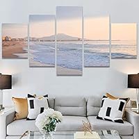 SIGNWIN 5 Panel Canvas Wall Art Aerial Beach Beach Coastal Cool Minimalism Multicolor Photography Relax/Calm for Home Decorations Ready to Hang - 60