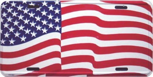 American Flag Patriotic Metal License Plate 6 x 12